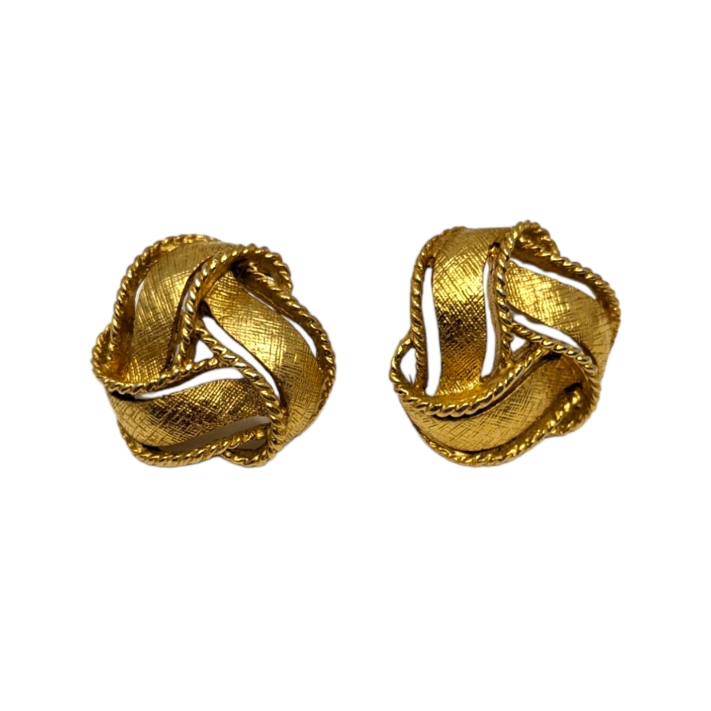 Napier Gold Tone Love Knot Earrings Signed Pierced